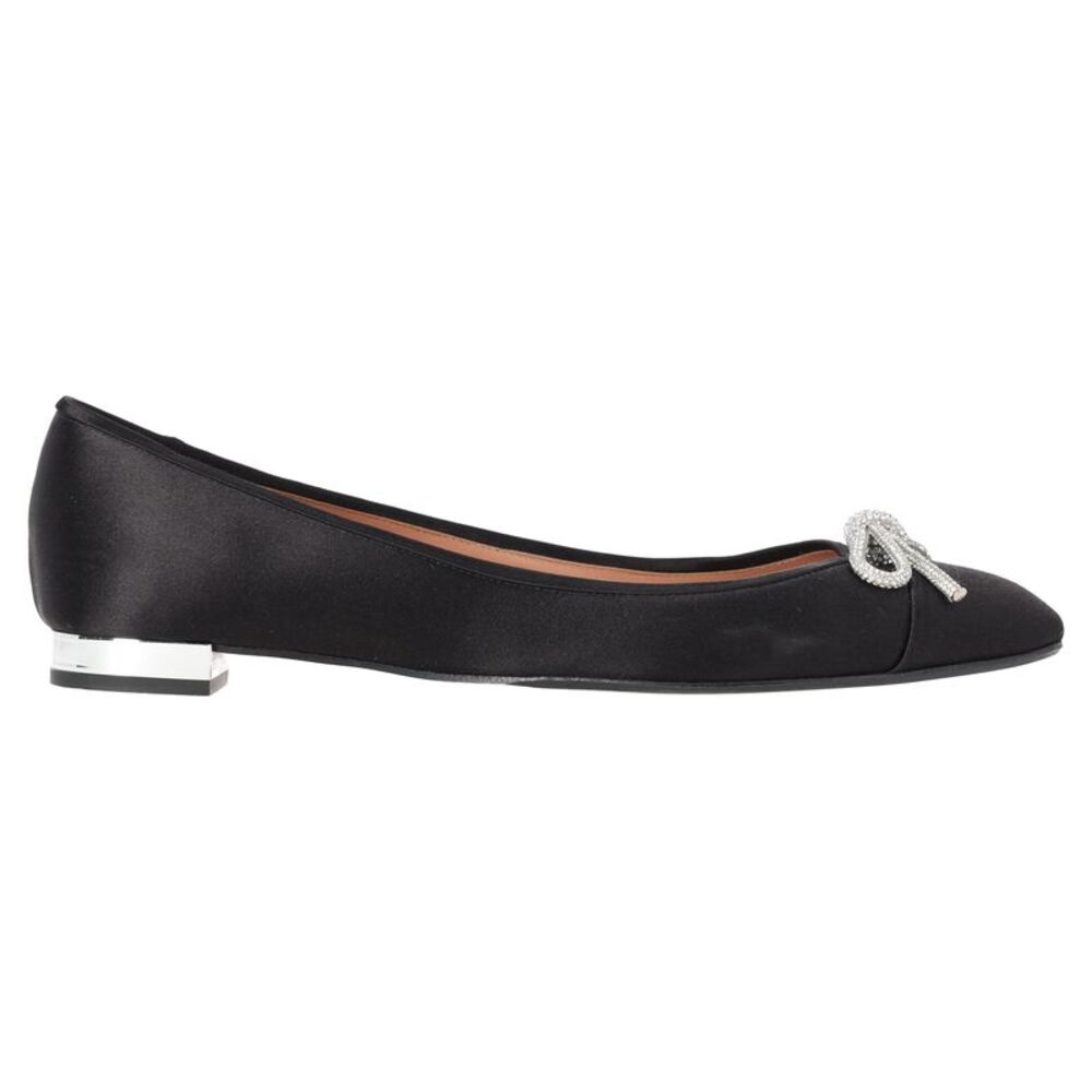 Aquazzura Parisina Crystal Embellished Ballet Flats in Black Satin